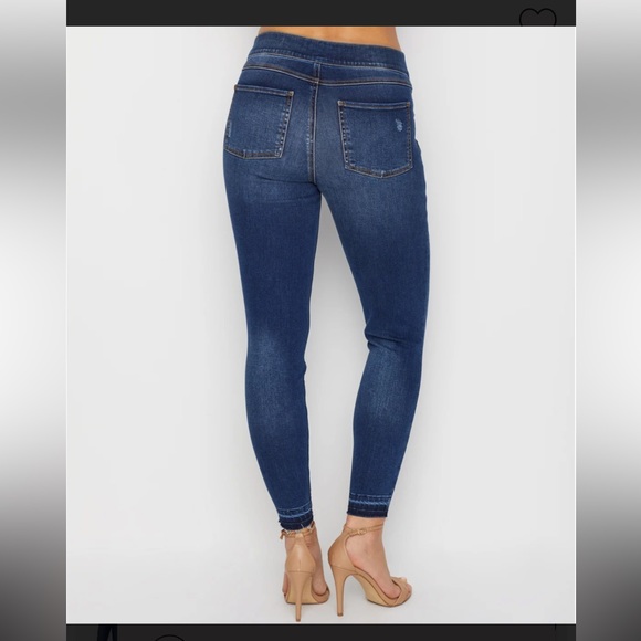 Spanx Distressed Ankle Skinny Jeans (Medium Wash) - Picture 3 of 12